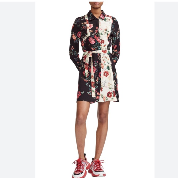 Maje Dresses & Skirts - Maje Riller Two Tone Floral Shirt Dress Sz 2